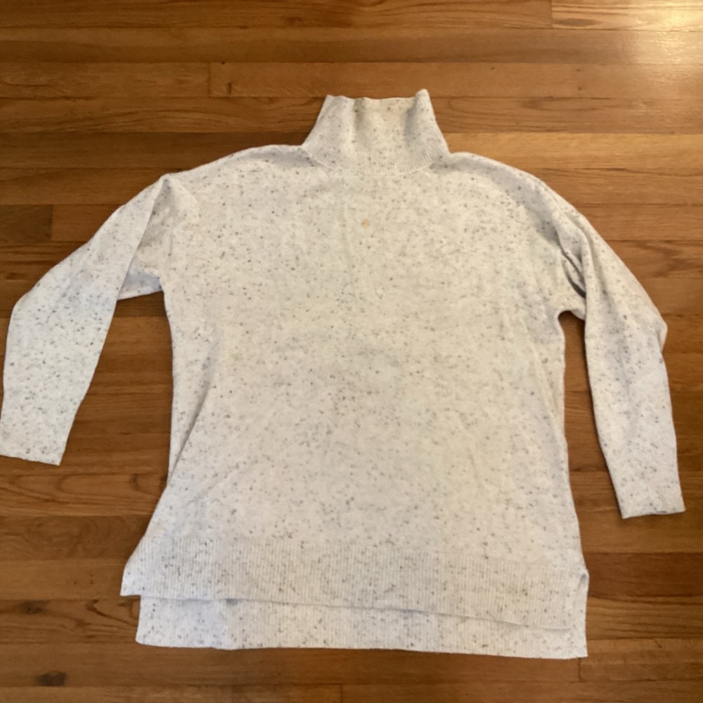 LOFT Speckled Gray Tunic Turtleneck Sweater
